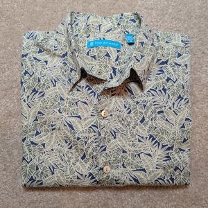 Tori Richard Hawaiian Tropical Palm Tree Print Cotton Shirt